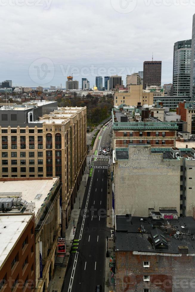 luftaufnahme der skyline von boston von chinatown in massachusetts. foto