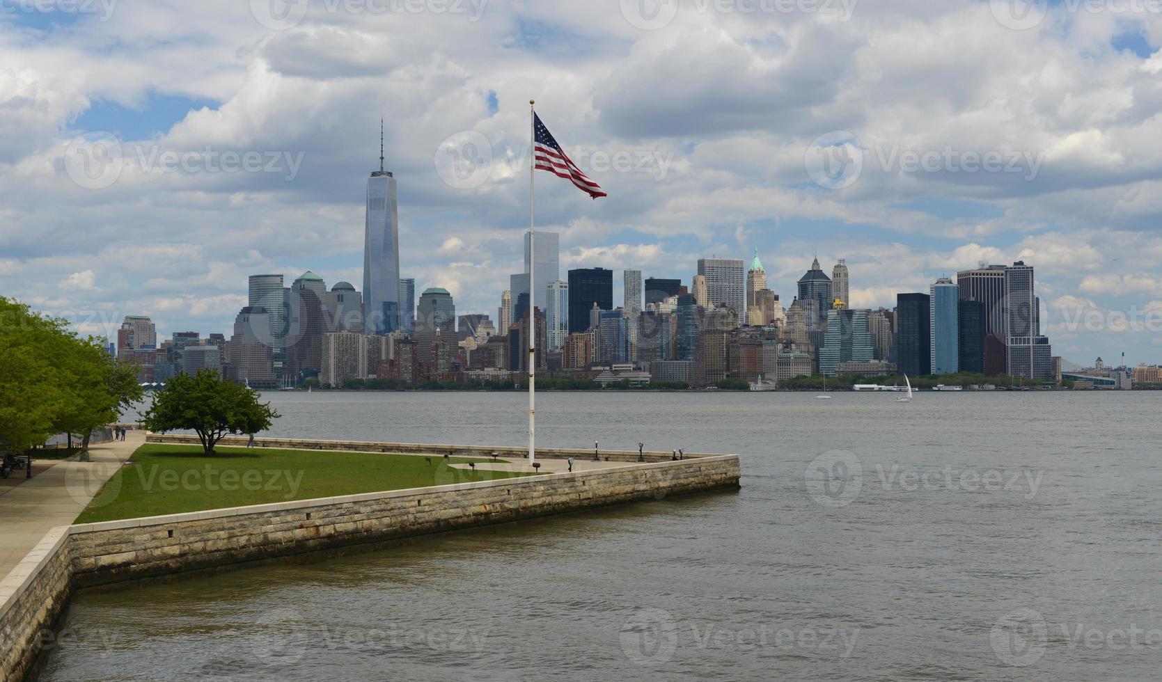 Innenstadt von Manhattan von Liberty Island foto