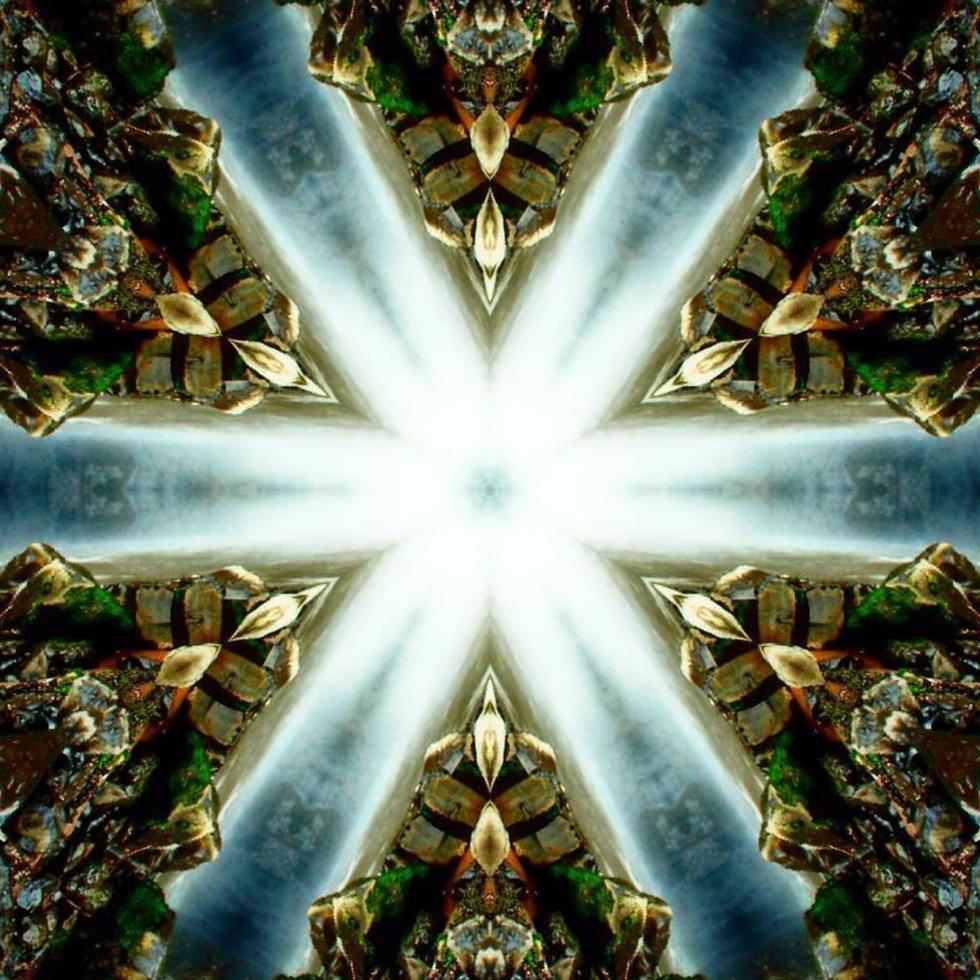 glänzender und hypnotisierender bunter Kaleidoskophintergrund foto