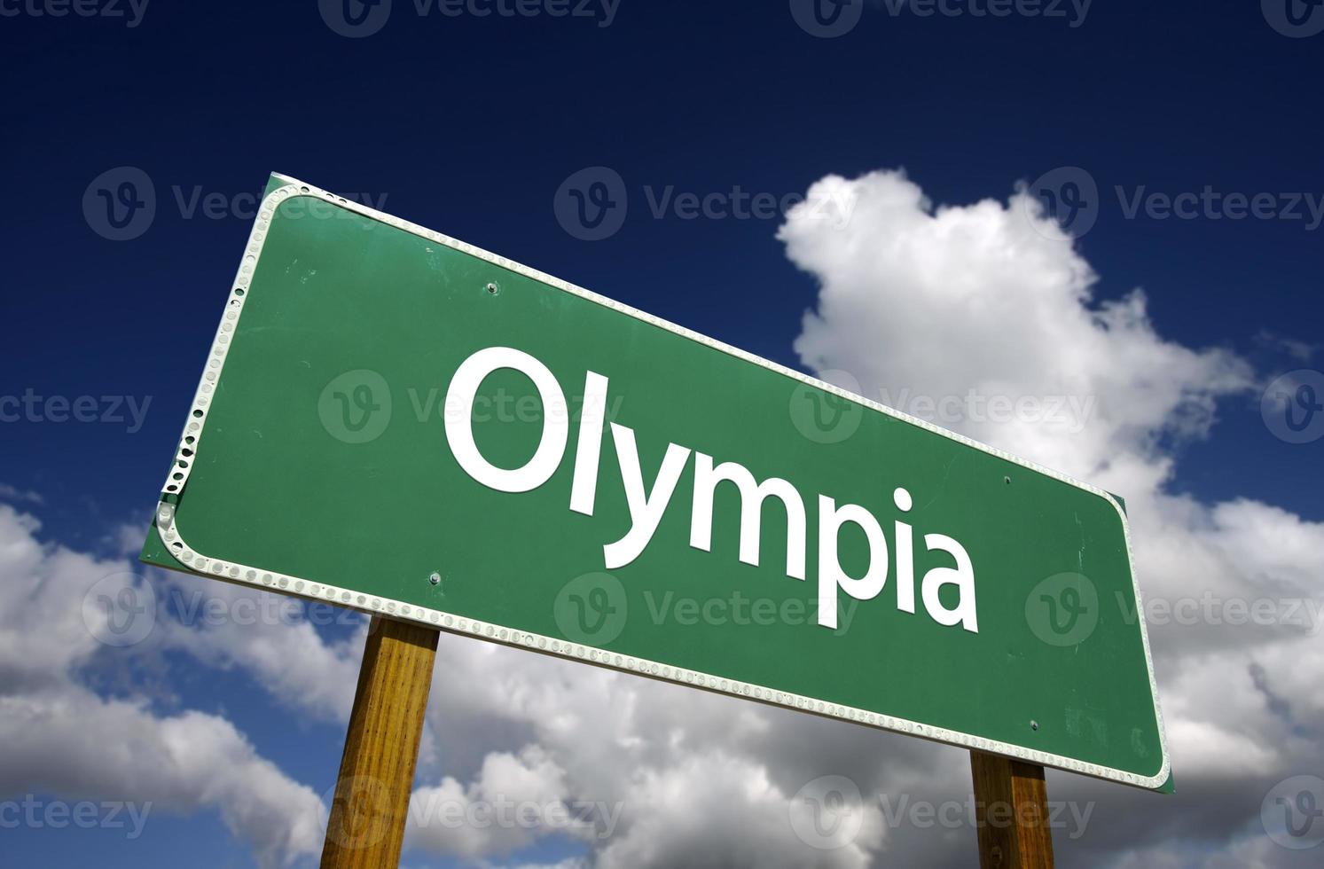 Olympia grünes Straßenschild foto