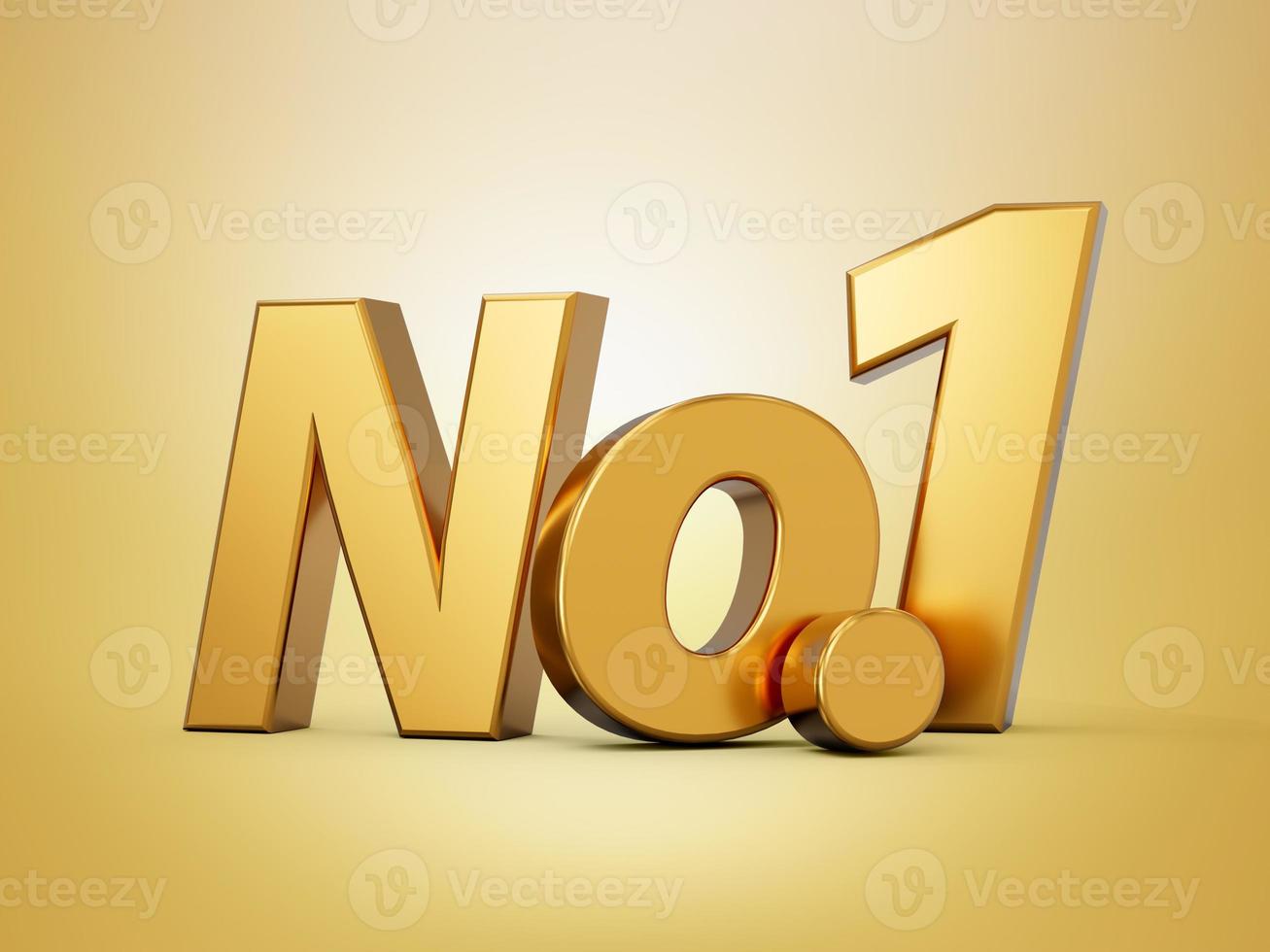 Golden Nr. 1 Text Nr. 1 Champion oder Gewinner 3D-Nummer eins für den 1. Platz isoliert weißer Hintergrund 3D-Darstellung foto