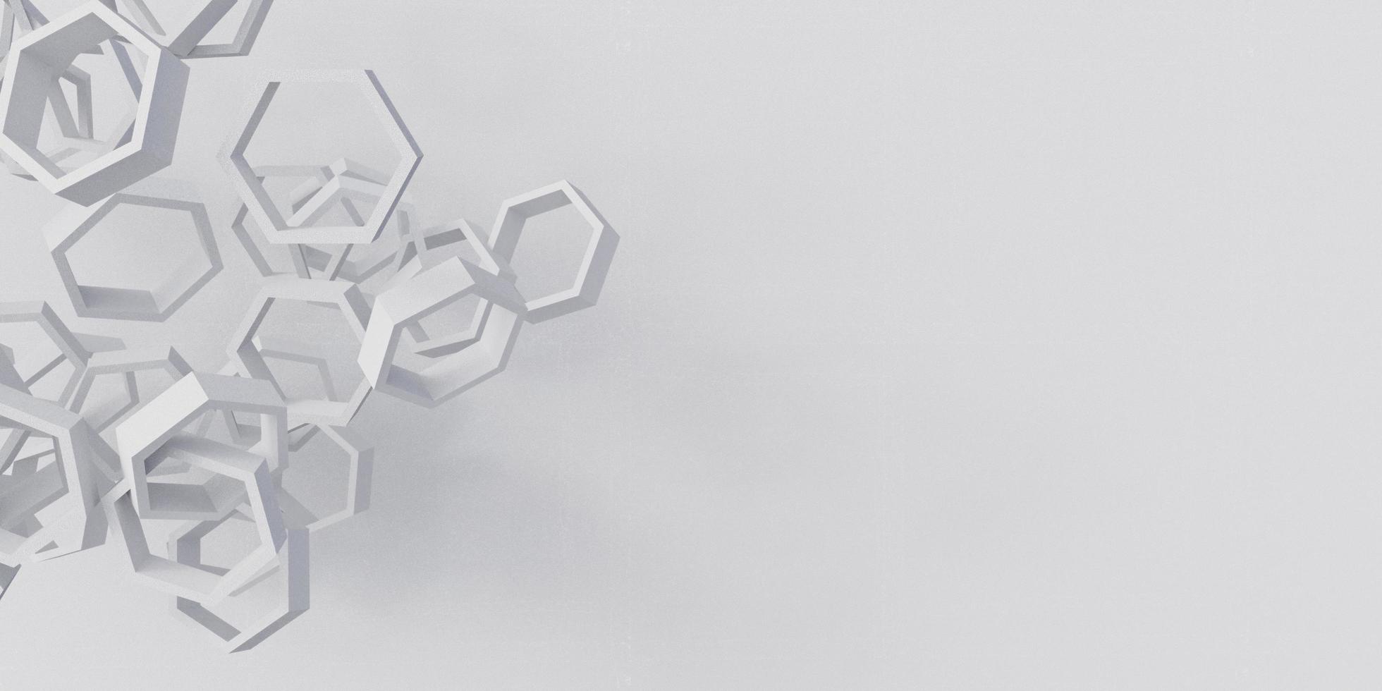 3D-Rendering von weißem Hintergrund mit Sechseckform foto