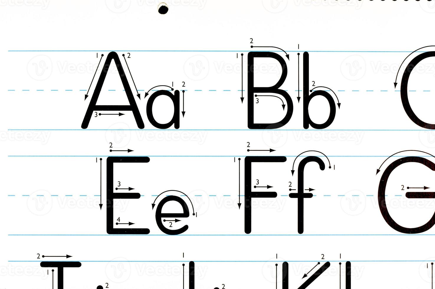 Diagramm zum Lernen von Buchstaben foto