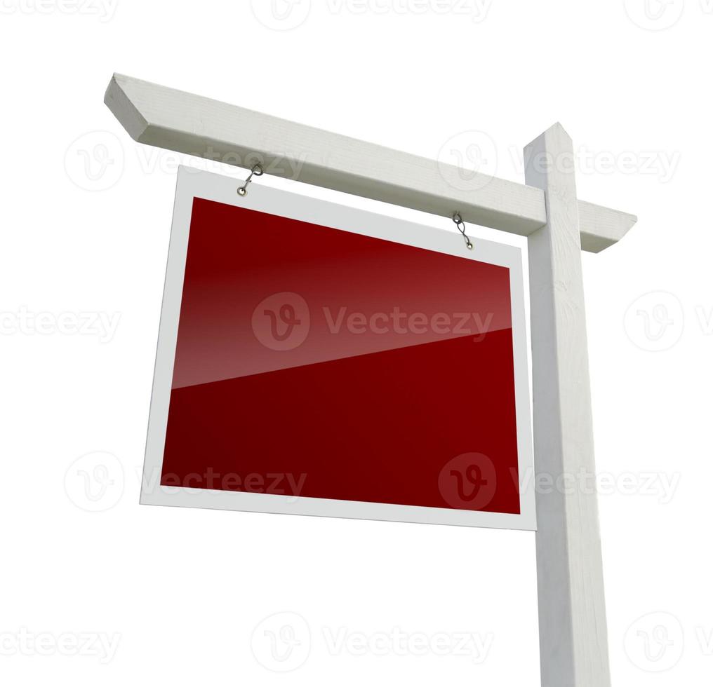 leeres rotes Immobilienzeichen auf Weiß foto