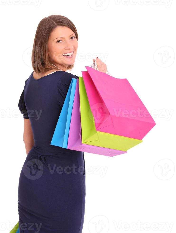 Frau mit Einkaufstüten foto