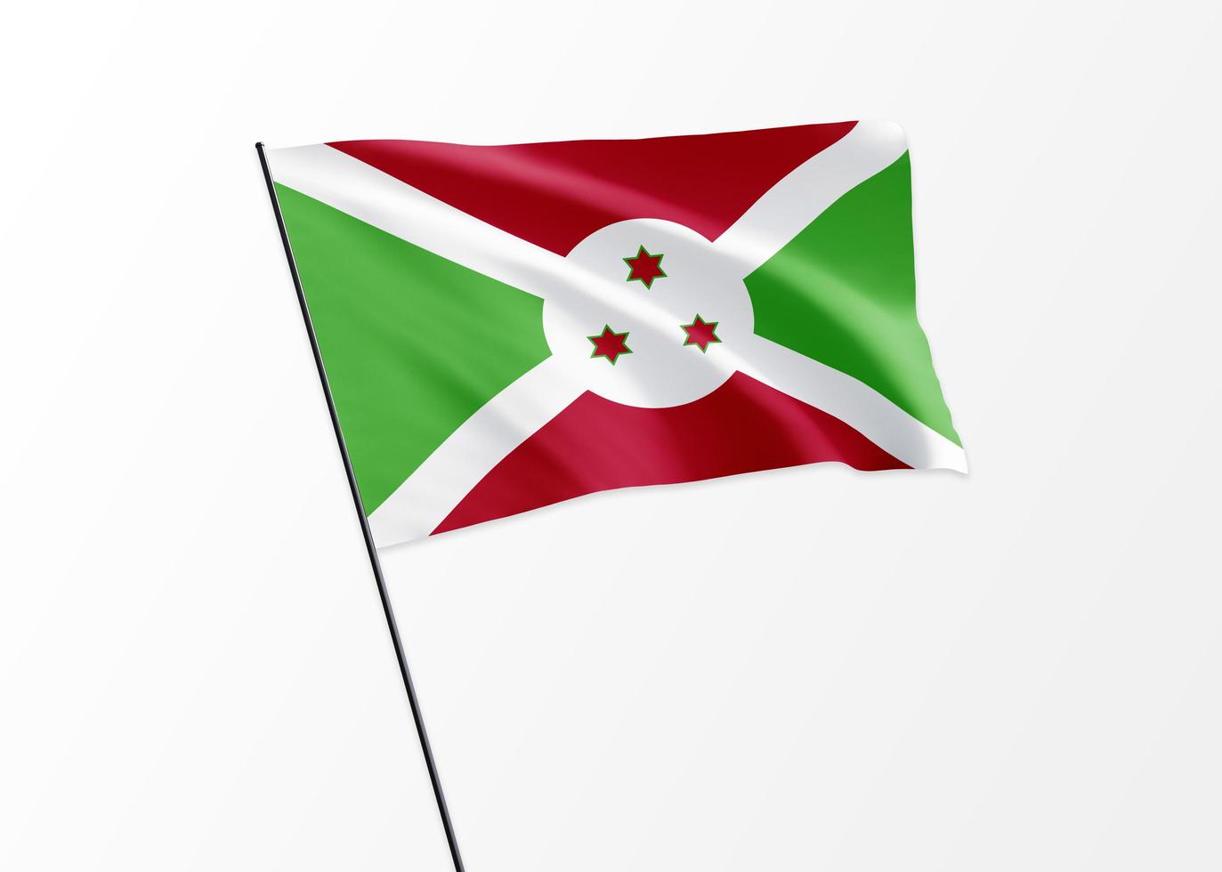 Burundi-Flagge, die hoch im isolierten Hintergrund fliegt Burundi-Unabhängigkeitstag foto