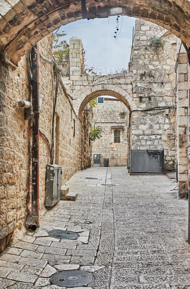 alte Gasse im jüdischen Viertel, Jerusalem. Israel. Foto im alten Farbbildstil