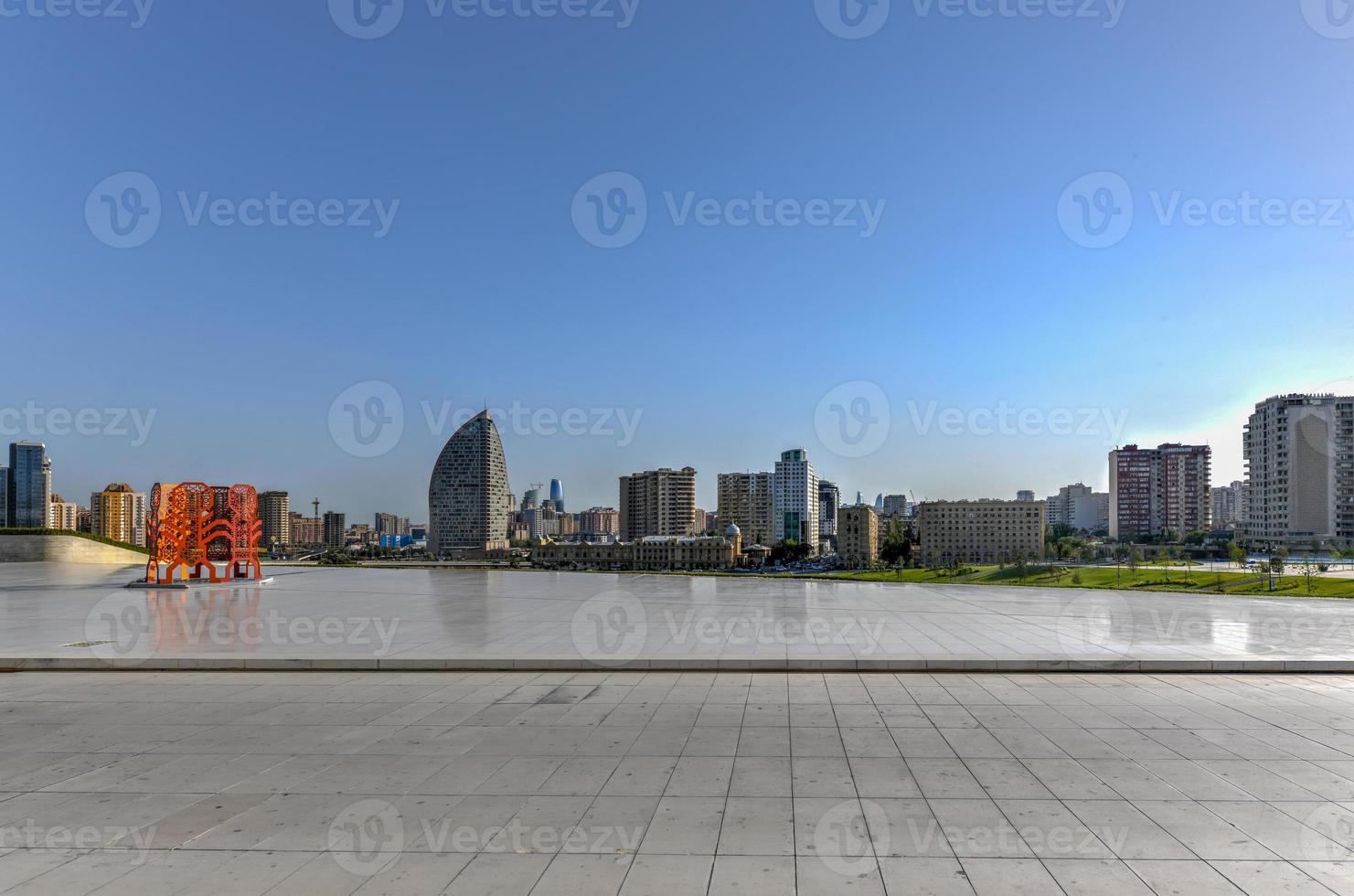 Skyline der Stadt vom Zentrum Heydar Aliyev in Baku, Aserbaidschan. foto