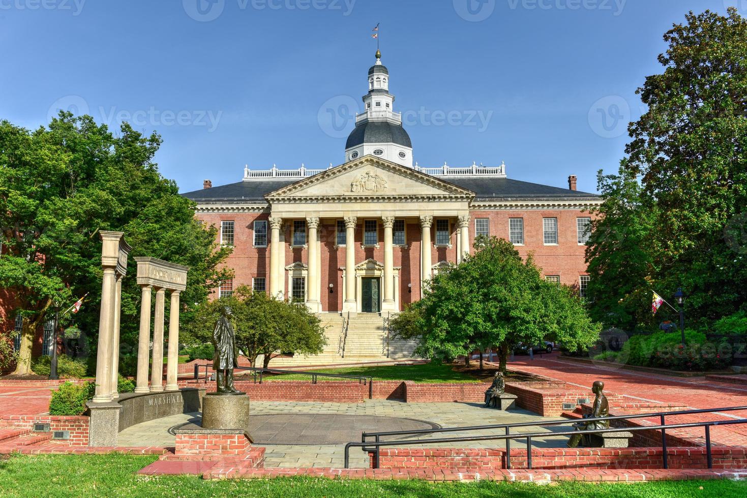 Maryland State Capital Building in Annapolis, Maryland am Sommernachmittag. Es ist das älteste State Capitol aus dem Jahr 1772, das kontinuierlich von der Gesetzgebung genutzt wird. foto