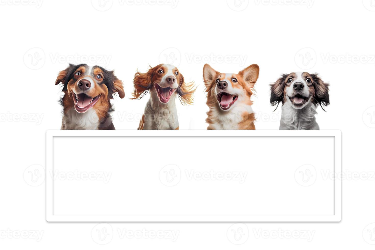 ein glücklich lächelnder hund mit einem rahmen für inhalt. erstellt von KI foto