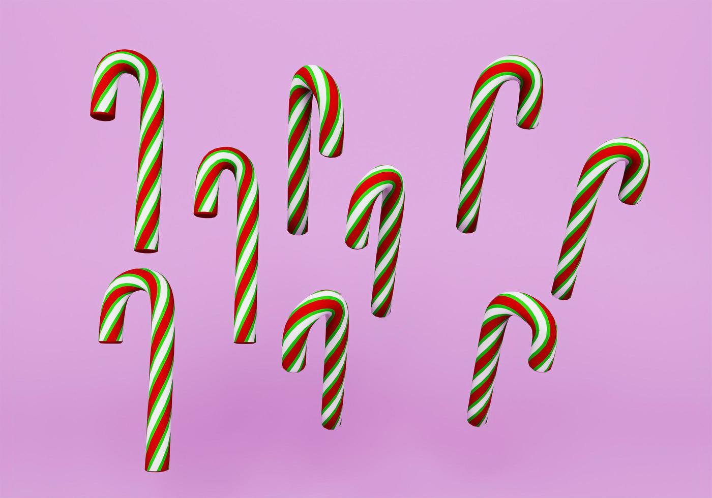 Candy Cane Symbol 3D-Darstellung auf violettem Hintergrund foto