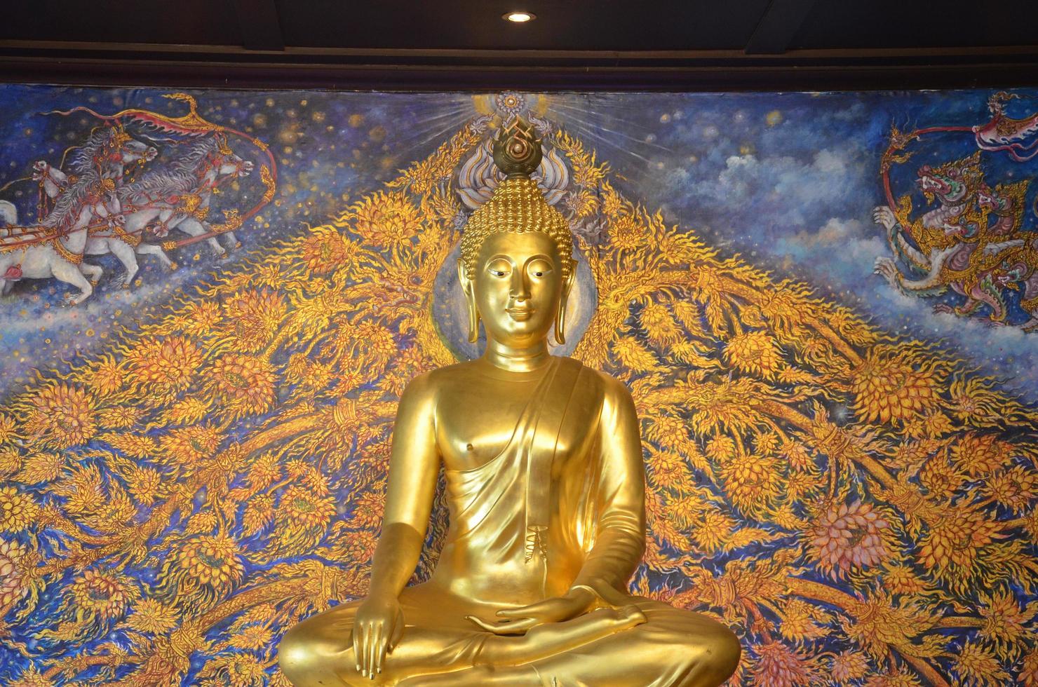 buddha-statuen im golden mount tempel, thailands wichtigste touristenattraktion, sind bei ausländischen touristen sehr beliebt. foto