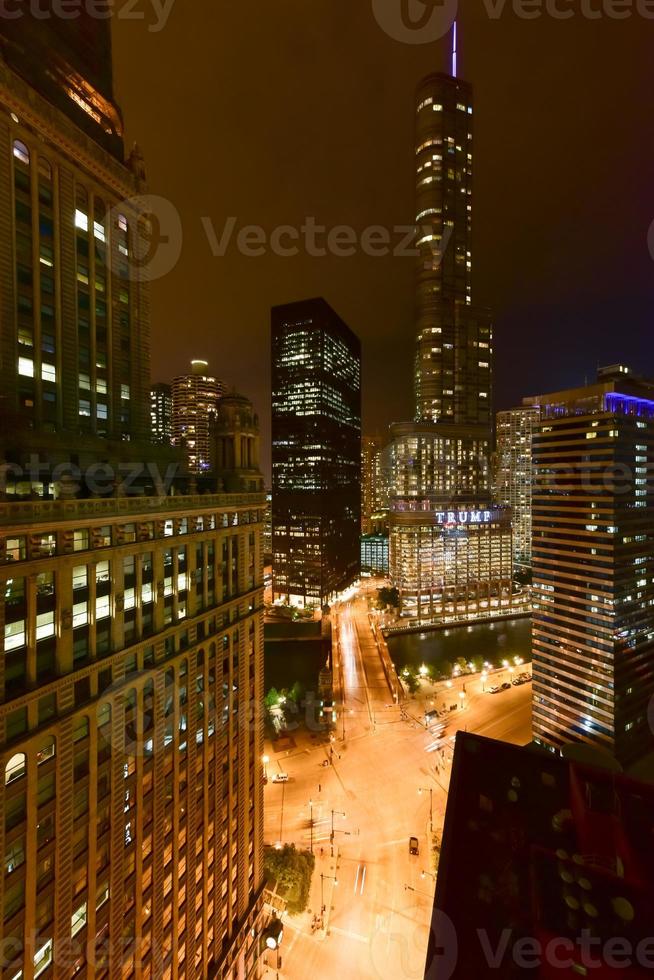 Chicago Skyline in der Nacht foto