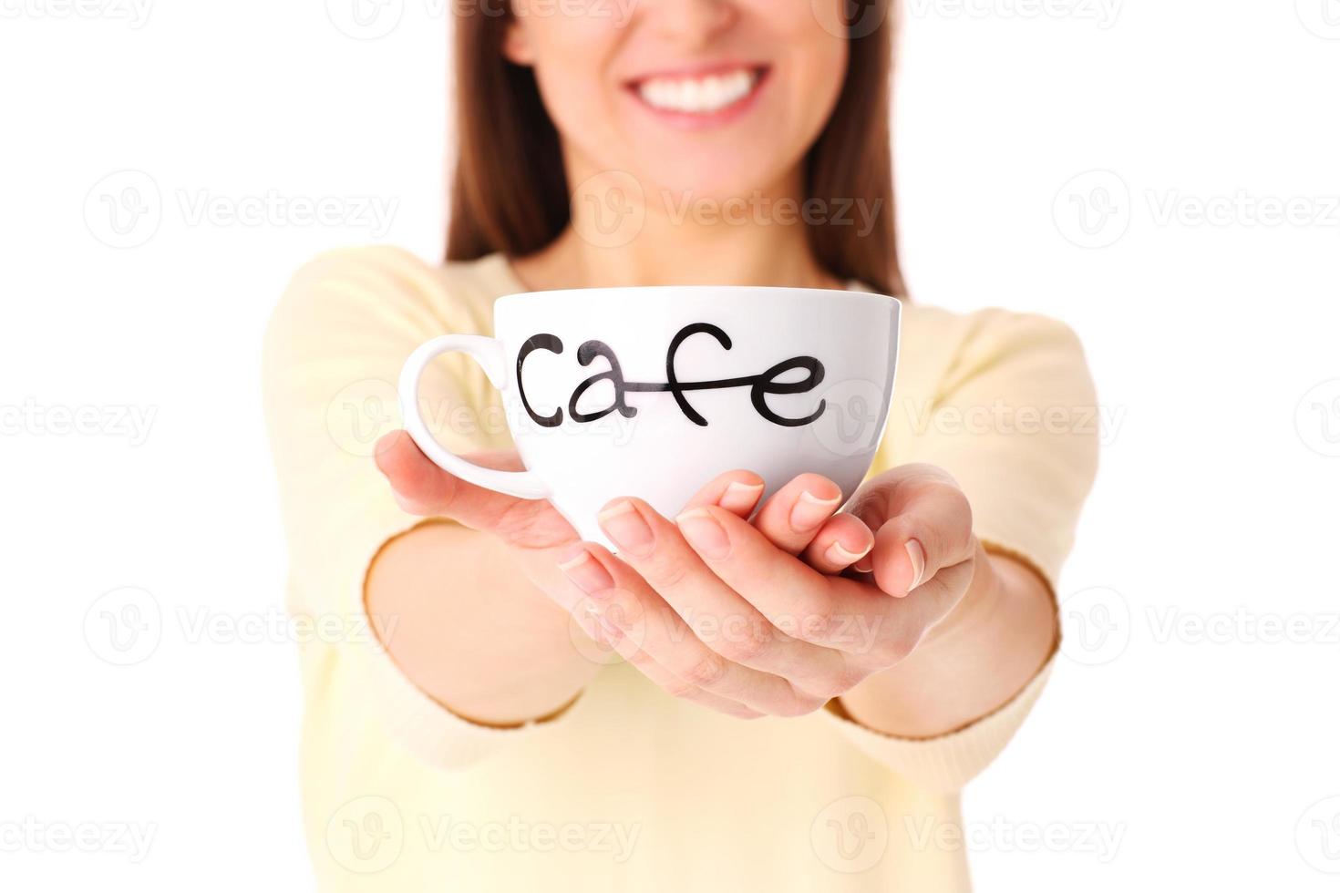 Frau mit Tasse Kaffee foto