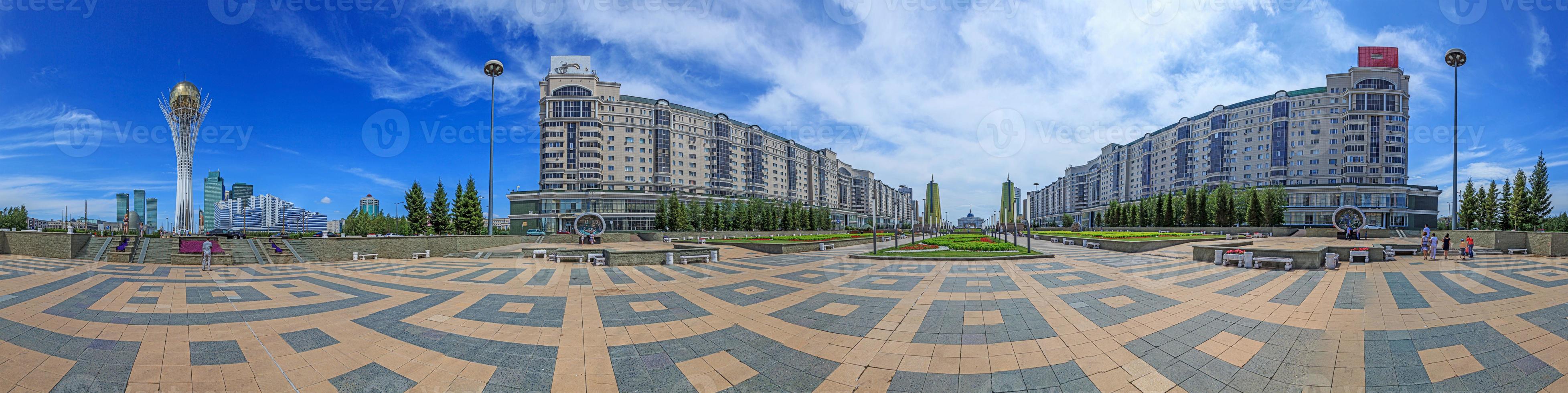 Panoramabild der Innenstadt von Kasachstan Astana mit seinen modernen Gebäuden bei Tag foto