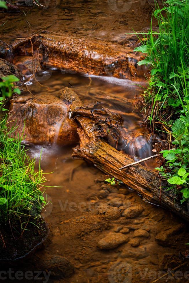 ein kleiner Waldbach mit Sandsteinfelsen und Steinen foto