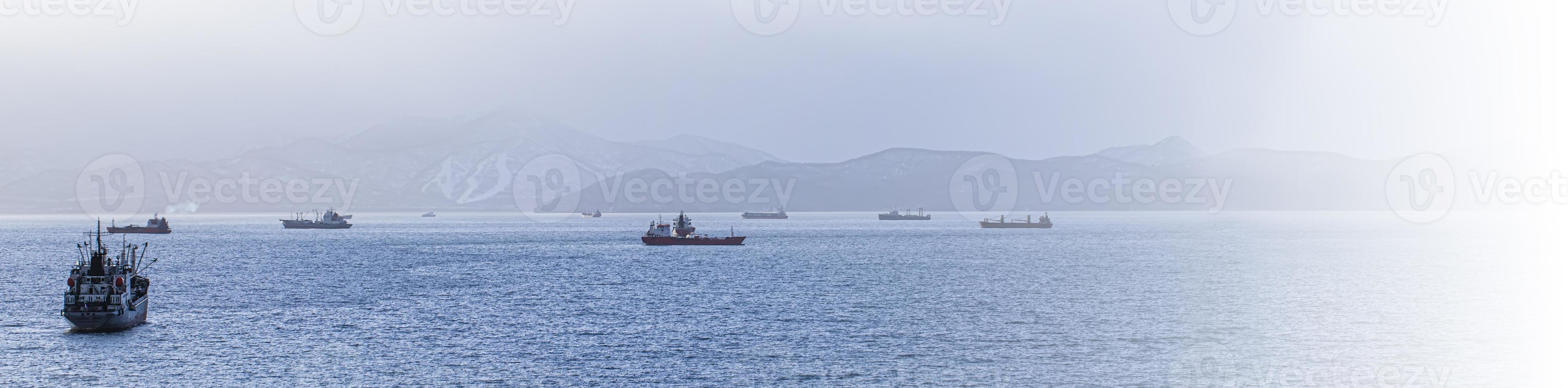 Fischwadenfänger in der Avacha-Bucht auf der Halbinsel Kamtschatka foto