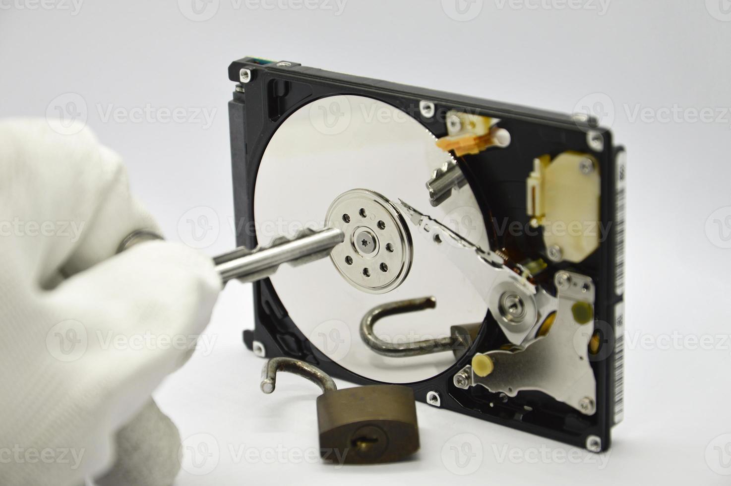Platter-Festplatte 2,5 Zoll Größe, Datenschutzkonzept foto