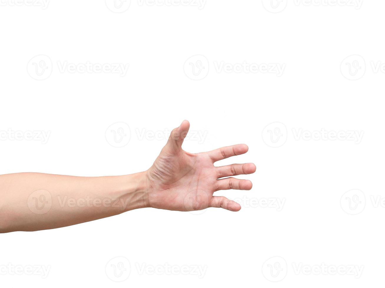 mann hand offene hand zum fangen von etwas isoliertem foto