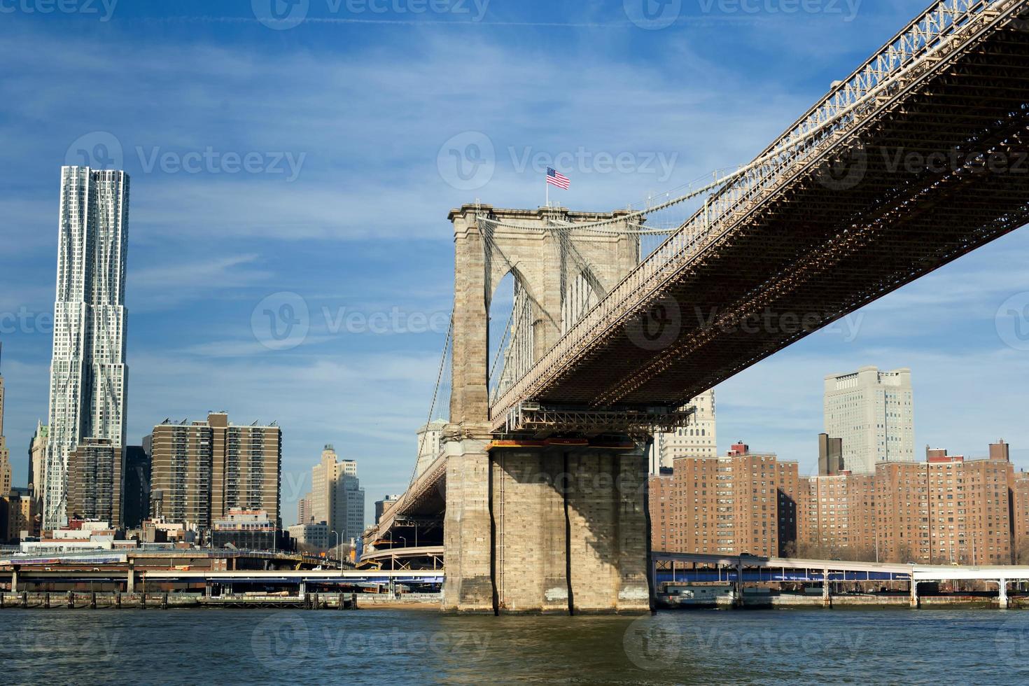 New York ein Blick von der Brooklyn Bridge foto