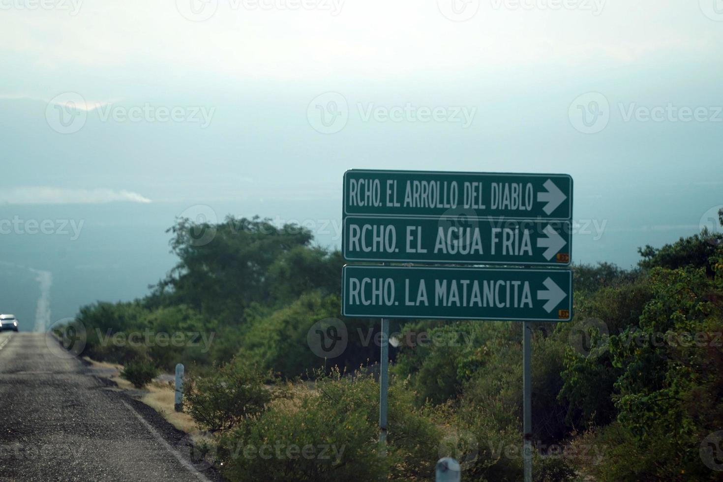 Rancho Straßenschild Baja California La Paz nach San Jose del Cabo endlose Straße foto