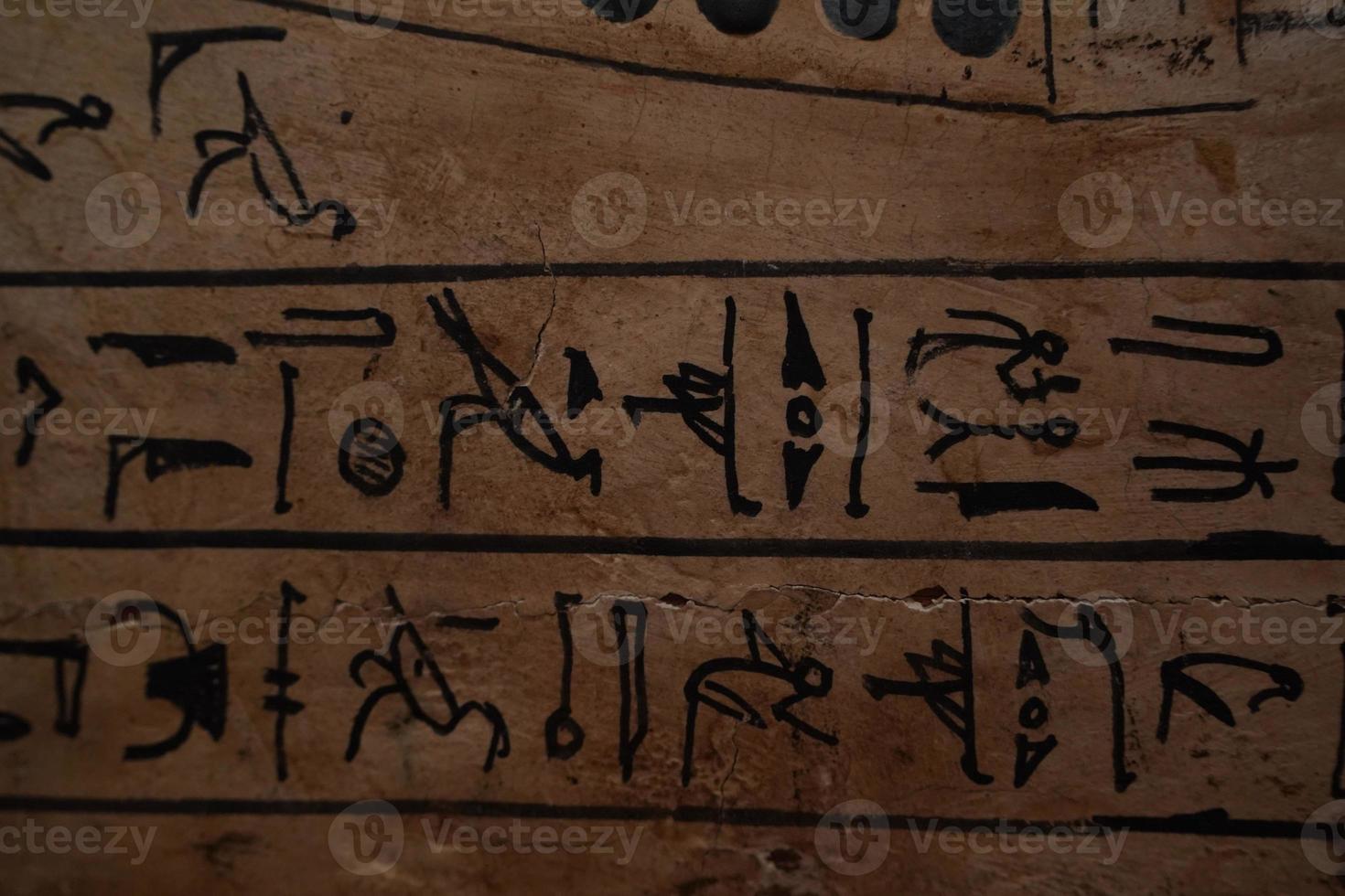 ägyptische Holzsarkophag-Hieroglyphen-Detail foto