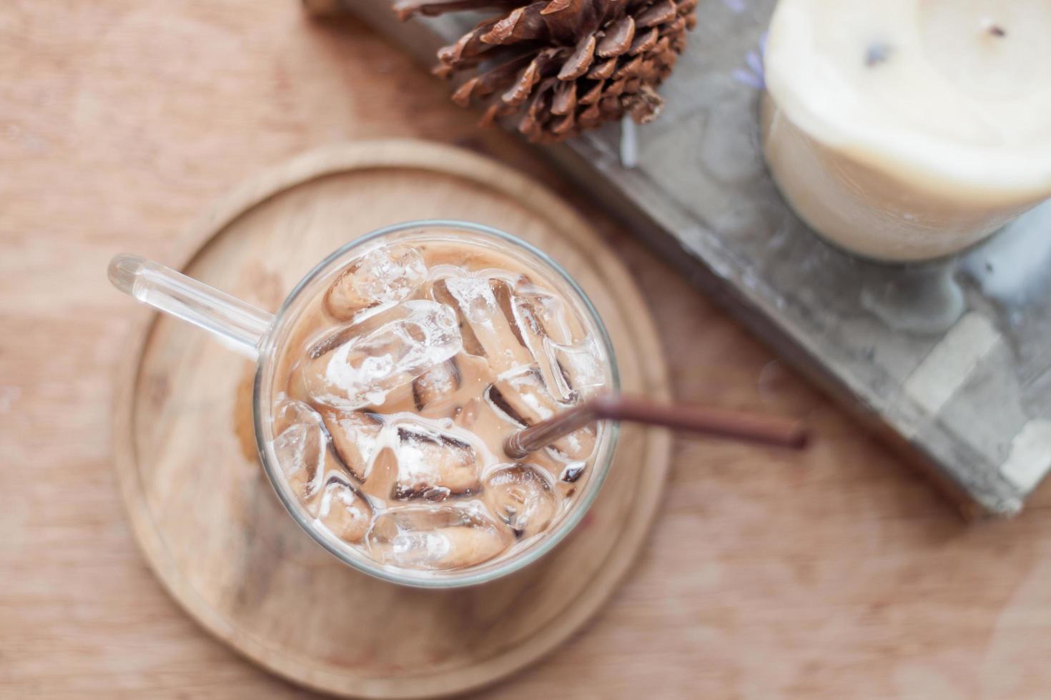 Draufsicht auf einen gefrorenen Latte foto