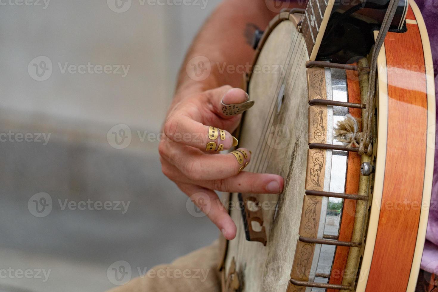 banjospieler straßenkünstler in nyc foto