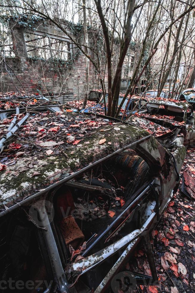 rostige Schweller der Fahrertür. Korrosion der Karosserie eines roten alten  Autos nach dem Winter. Einwirkung von Reagenzien im Winter auf eine  ungeschützte Fahrzeugkarosserie. Beschädigung an der linken Seite, morsche  Schwelle unten. 8945449