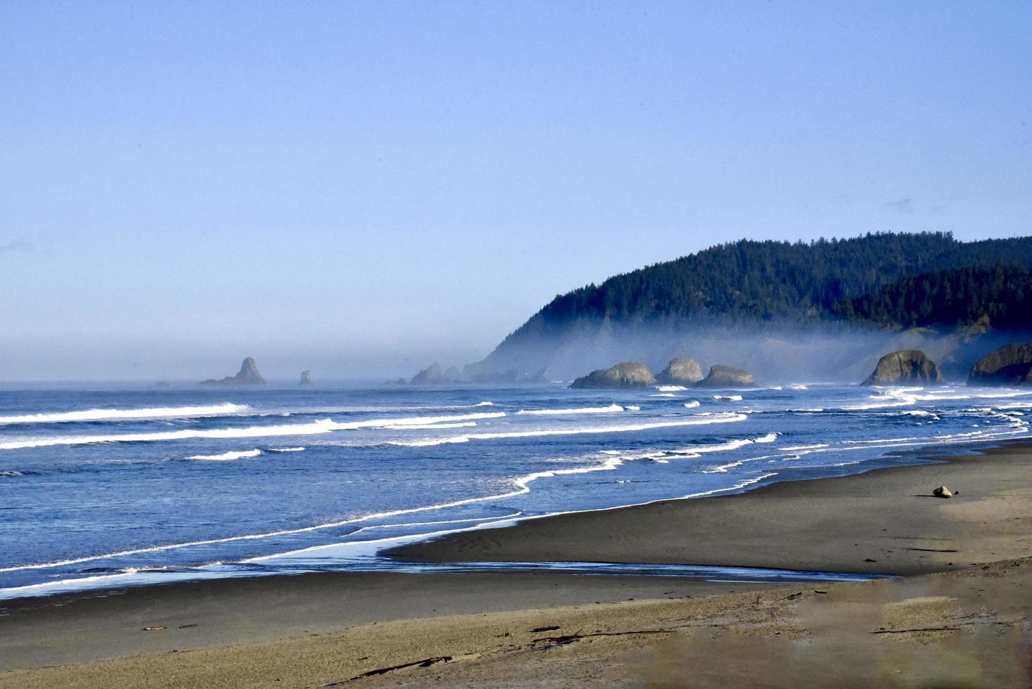 Wellentag an einem Strand an der Küste von Oregon foto