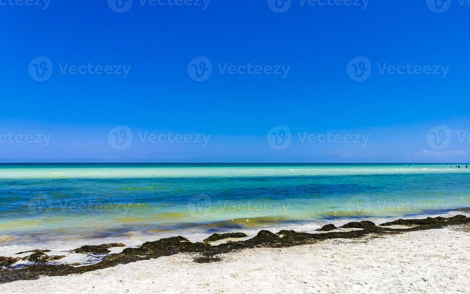 schöne holbox insel strand sandbank panorama türkis wasser menschen mexiko. foto