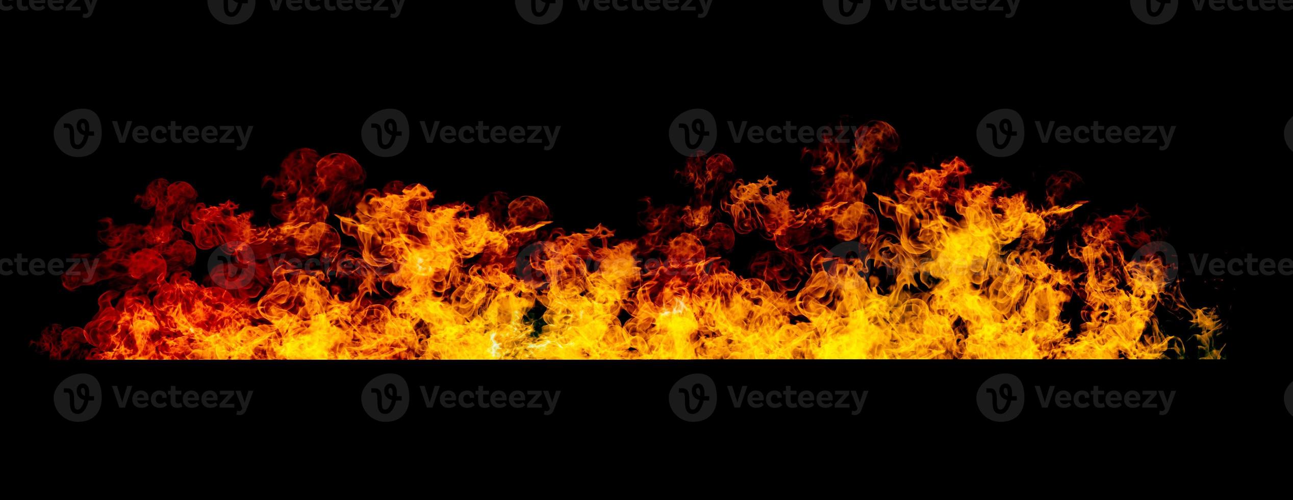 Flammenhaufen auf schwarzem Hintergrund foto