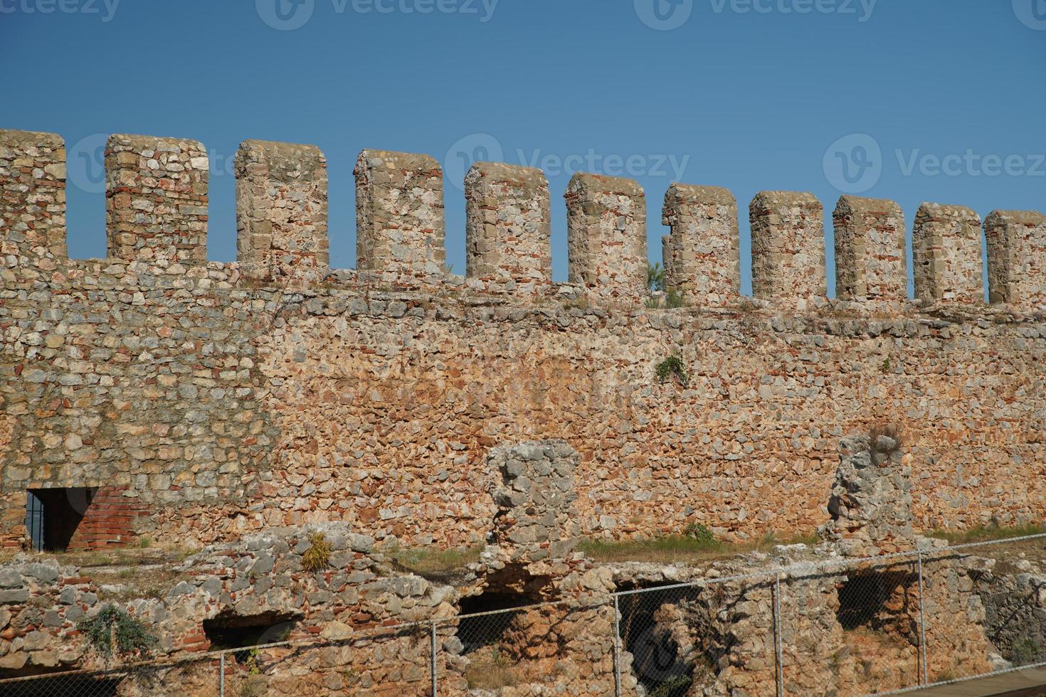 Wand der Burg von Alanya in der Stadt Alanya, Antalya, Türkei foto