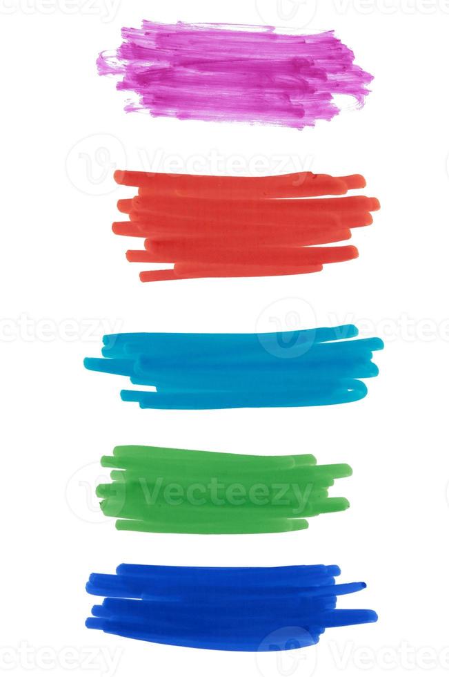 Mehrfarbige Filzstiftmuster auf einem weißen, isolierten Hintergrund foto