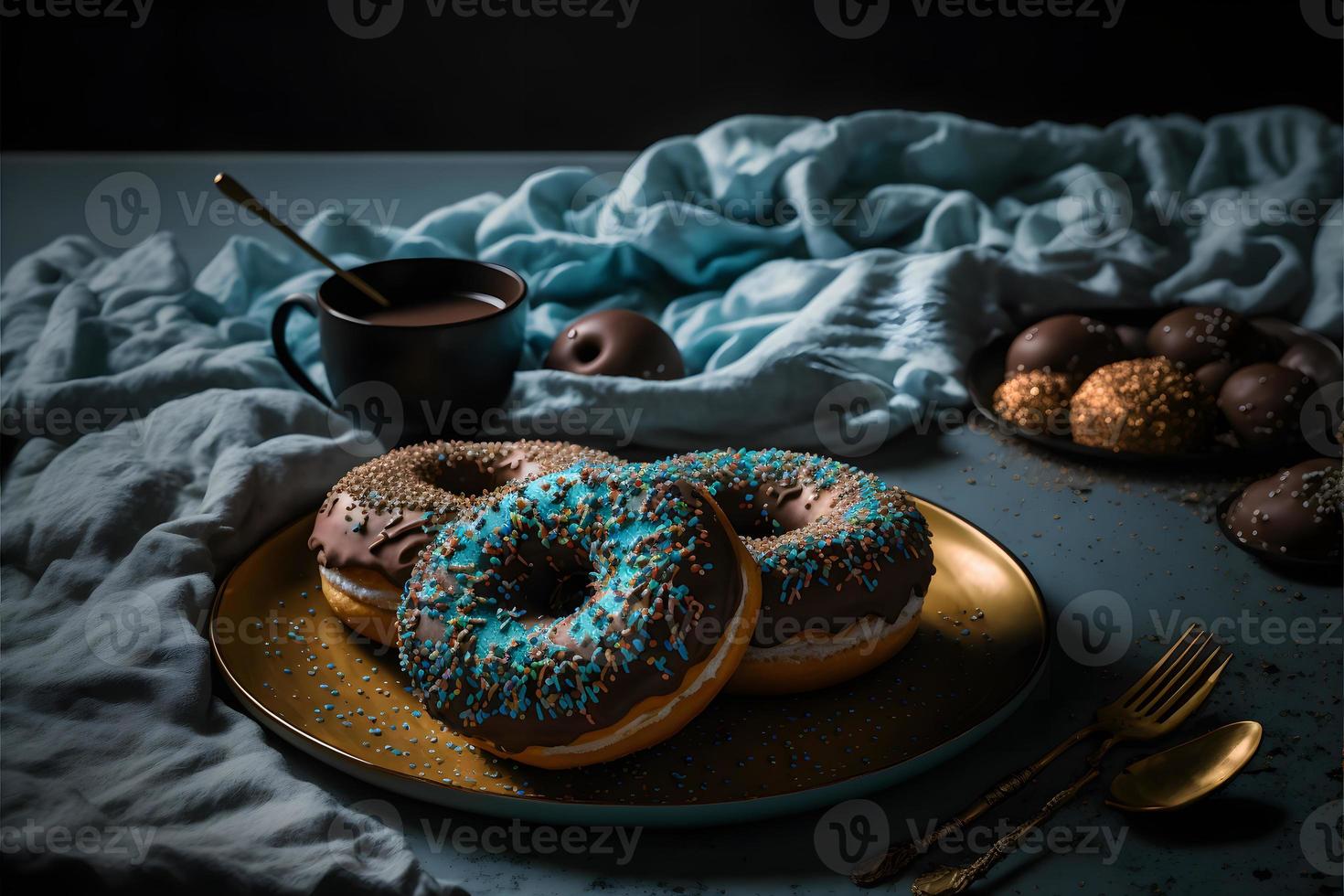 Donuts auf weißem Hintergrund, perfekt für Werbung, Verpackung, Menüs, Kochbücher. Hervorheben von Texturen und Details, Aufnahme von oben, hochauflösend, geeignet für Druck, Poster, Banner und mehr foto