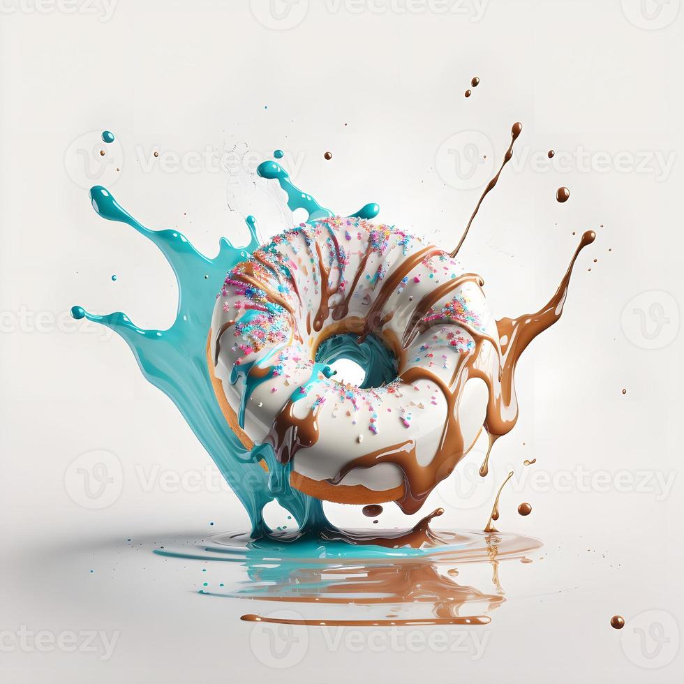 Donuts auf weißem Hintergrund, perfekt für Werbung, Verpackung, Menüs, Kochbücher. Hervorheben von Texturen und Details, Aufnahme von oben, hochauflösend, geeignet für Druck, Poster, Banner und mehr foto