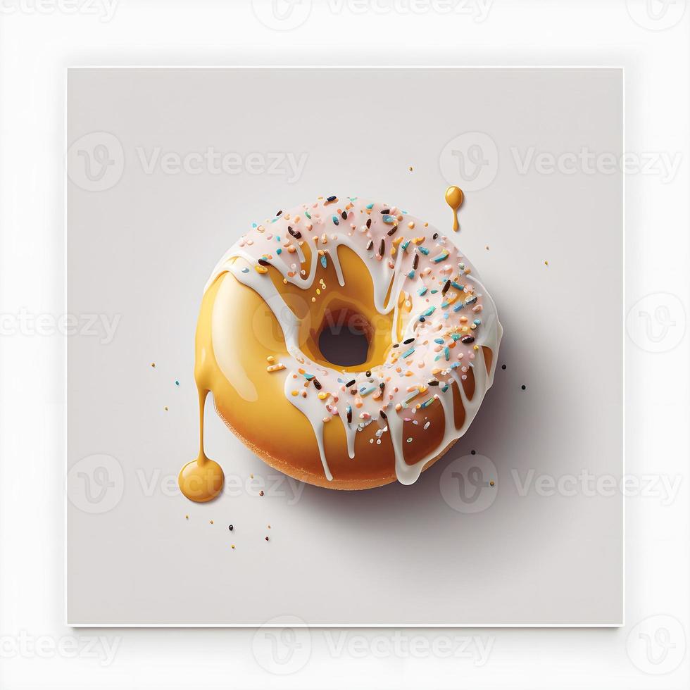 Donuts auf weißem Hintergrund, perfekt für Werbung, Verpackung, Menüs, Kochbücher. Hervorheben von Texturen und Details, Aufnahme von oben, hochauflösend, geeignet für Druck, Poster, Banner und mehr foto