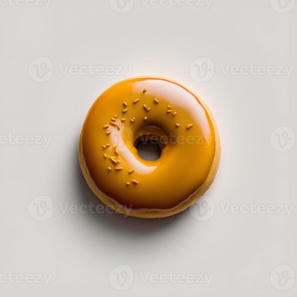 Donuts auf weißem Hintergrund, perfekt für Werbung, Verpackung, Menüs, Kochbücher. Hervorheben von Texturen und Details, Aufnahme von oben, hochauflösend, geeignet für Druck, Poster, Banner und mehr foto