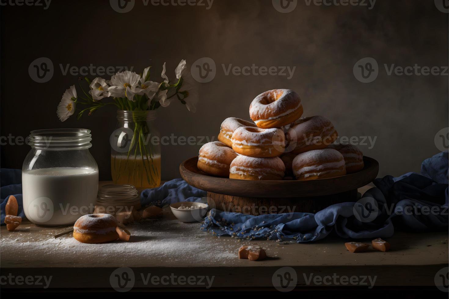 Donuts auf weißem Hintergrund, perfekt für Werbung, Verpackung, Menüs, Kochbücher. Hervorheben von Texturen und Details, Aufnahme von oben, hochauflösend, geeignet für Druck, Poster, Banner und mehr foto