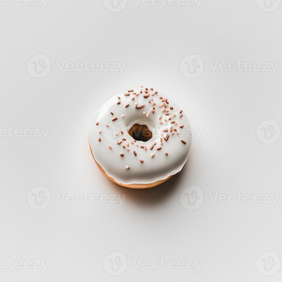 Donuts auf weißem Hintergrund, perfekt für Werbung, Verpackung, Menüs, Kochbücher. Hervorheben von Texturen und Details, Aufnahme von oben, hochauflösend, geeignet für Druck, Poster, Banner und mehr foto