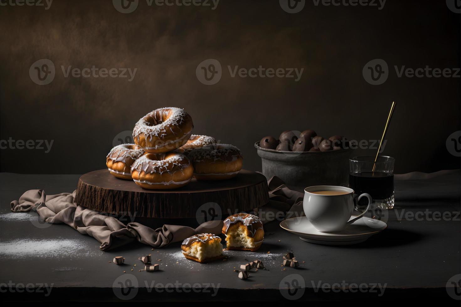 Donuts auf weißem Hintergrund, perfekt für Werbung, Verpackung, Menüs, Kochbücher. Hervorheben von Texturen und Details, Aufnahme von oben, hochauflösend, geeignet für Druck, Poster, Banner und mehr foto