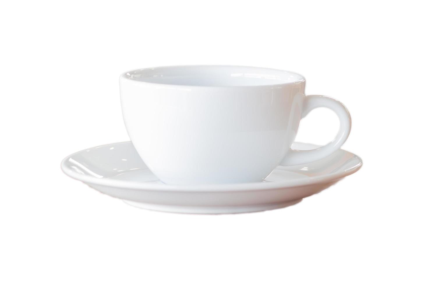 weiße Kaffeetasse lokalisiert auf einem weißen Hintergrund foto