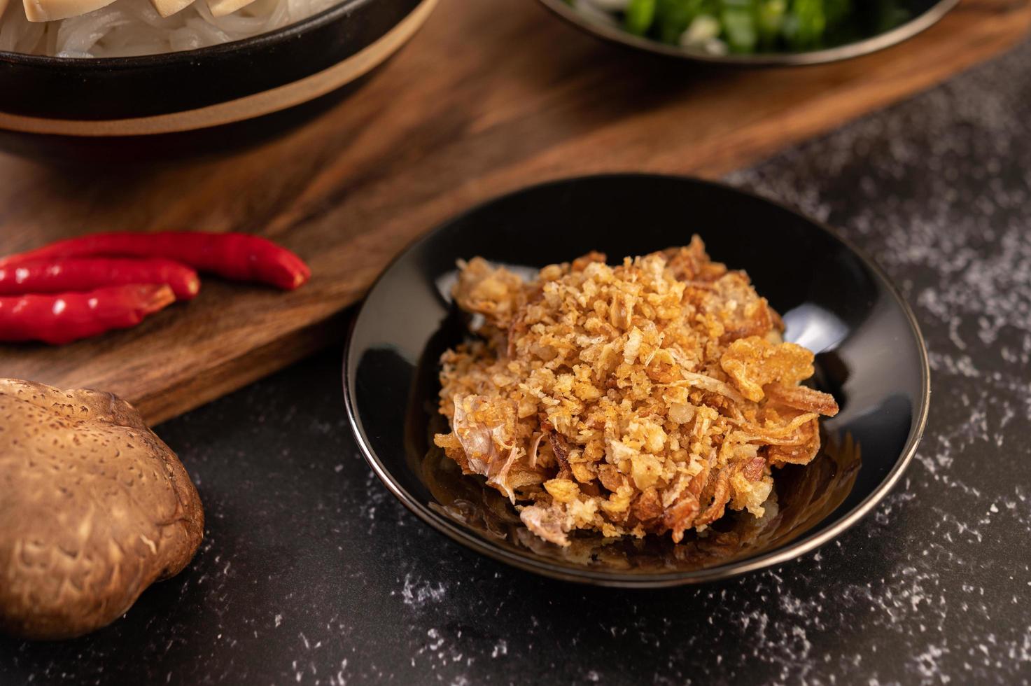 gebratene Knoblauch Nahaufnahme foto