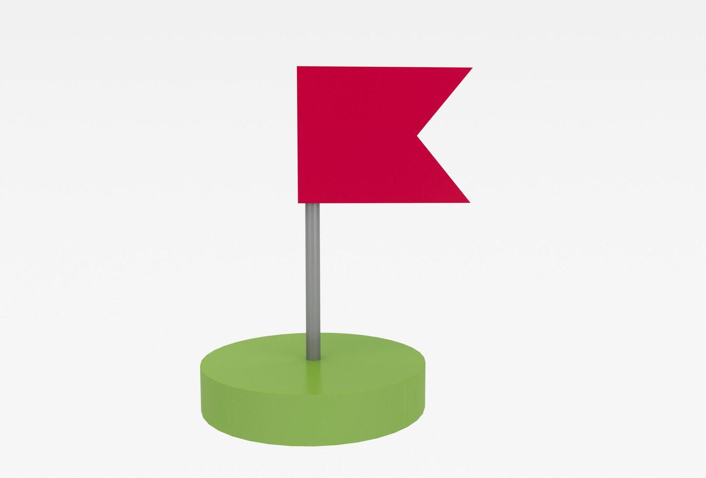 Flag Pin Symbol Standort Ziel 3D-Illustration minimale Wiedergabe auf weißem Hintergrund. foto