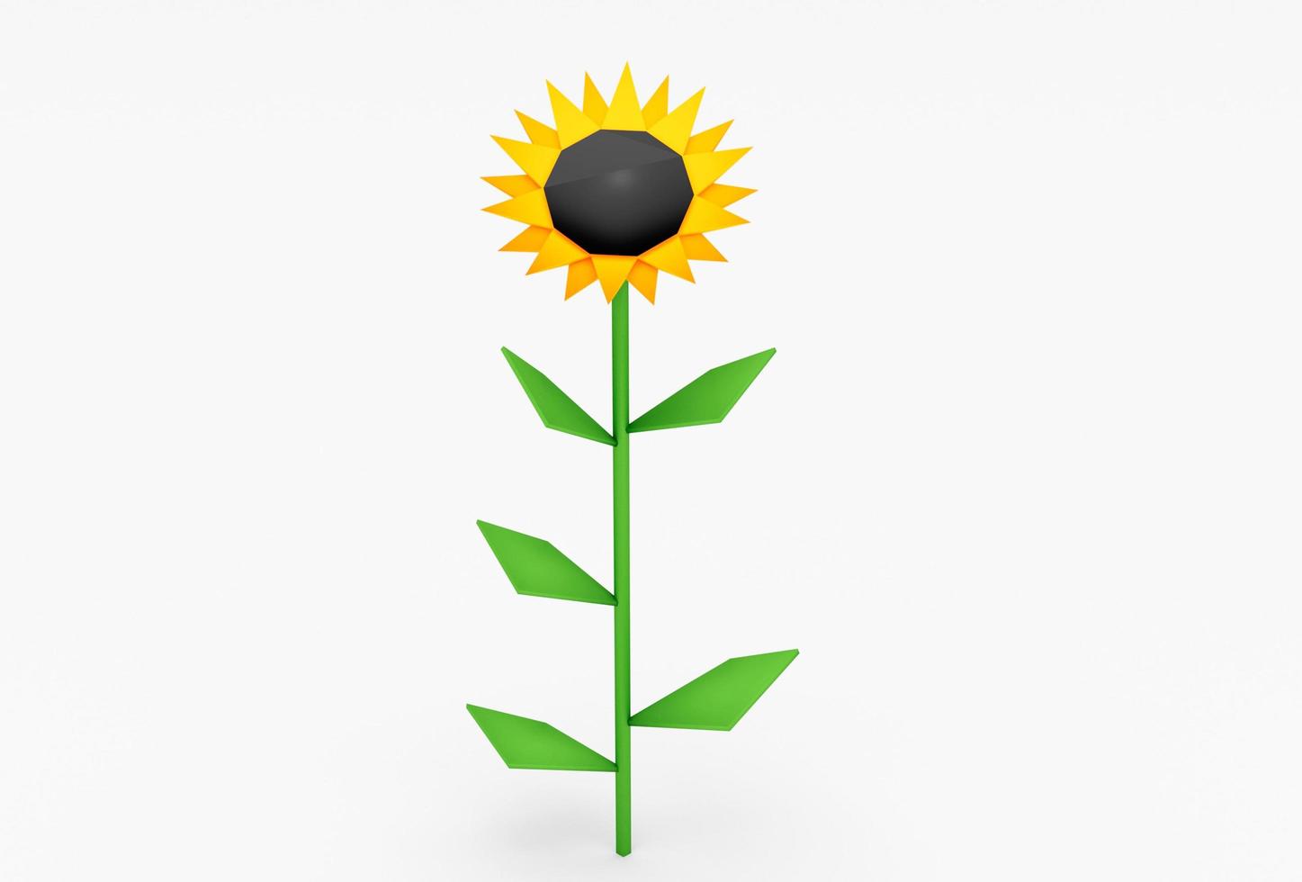 schöne Sonnenblume 3D-Illustration minimale Wiedergabe auf weißem Hintergrund. foto