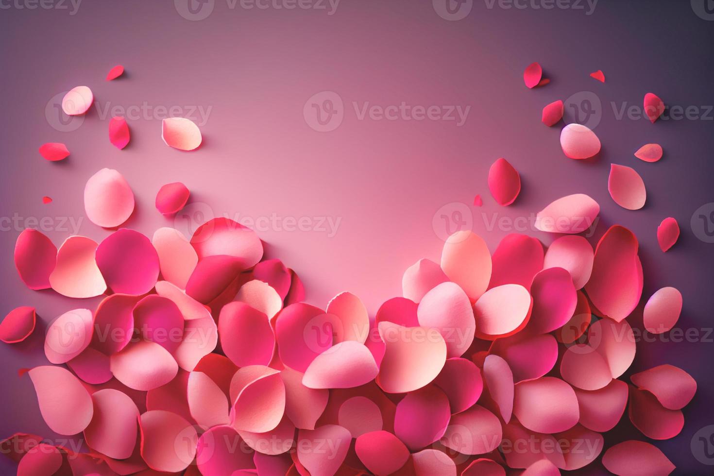 Valentinsrahmen aus Rosenblüten, Konfetti auf weißem Hintergrund foto