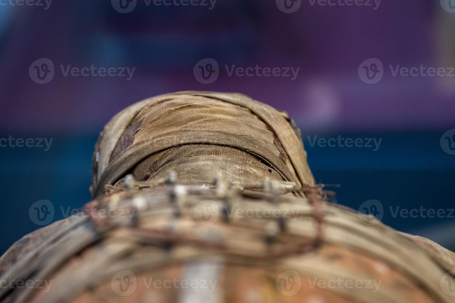ägyptischer Mumienkopf aus nächster Nähe foto