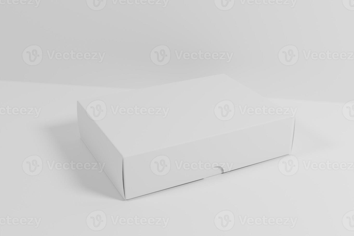 weiße Verpackungsbox zur Produktpräsentation auf 3D-Rendering foto