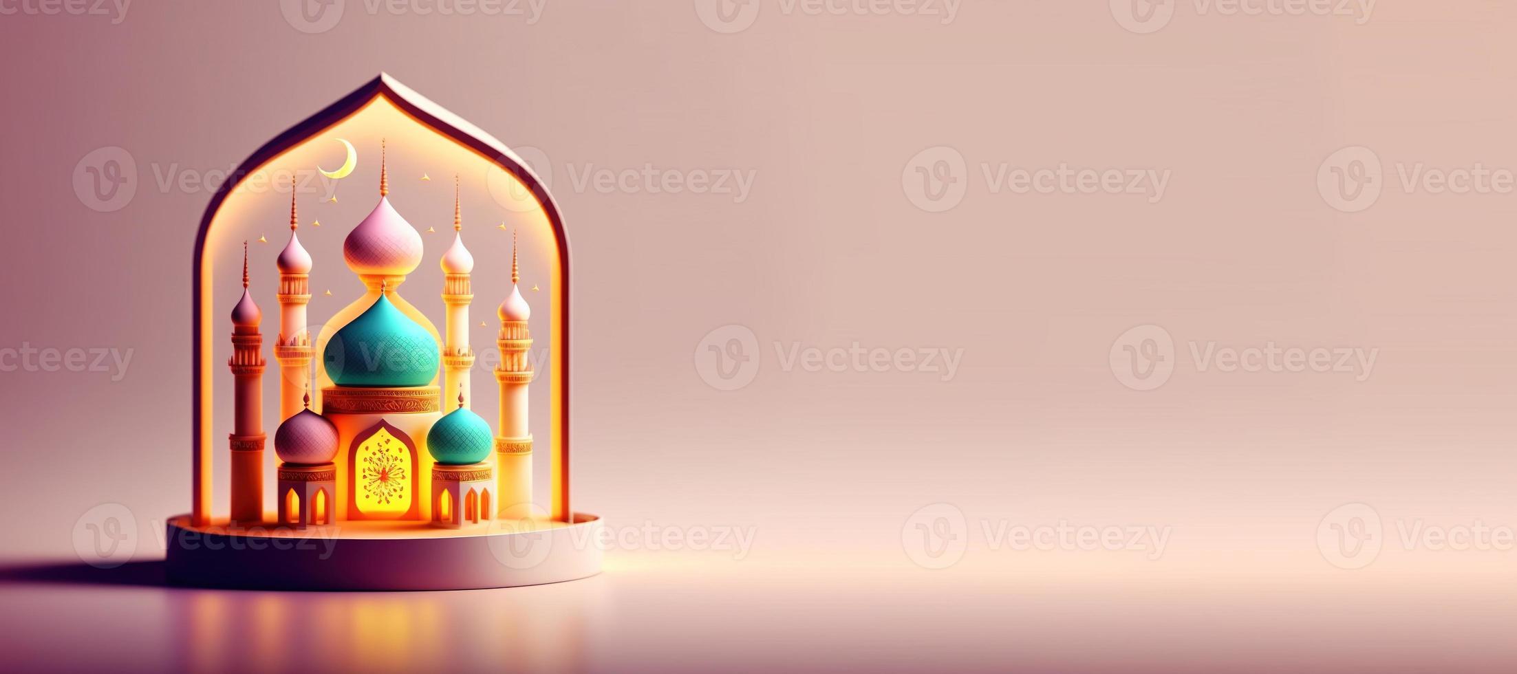 moscheeillustration für eid ramadan islamischer feierhintergrund mit kopienraum foto