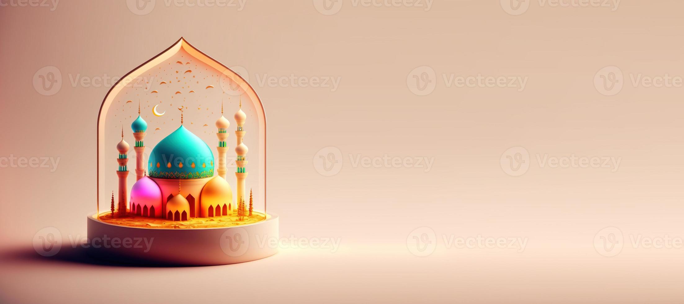 moscheeillustration für eid islamisches ramadan-banner foto